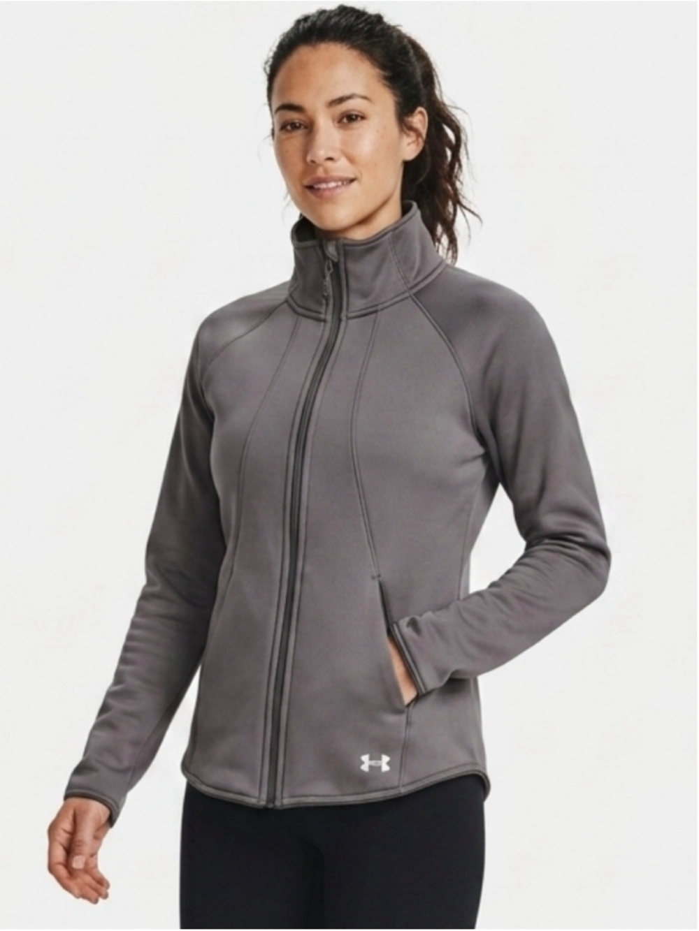 Women's Under Armour ColdGear Full Zip Athletic Jacket Grey Size Medium - 761